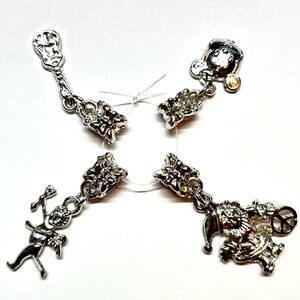 As Low As $2 Bright Silver European Style Charms Santa Guitar Mickey Cupid 4/PK